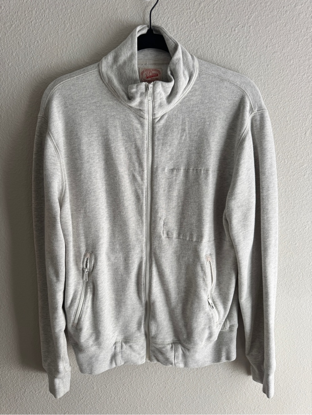 JCrew Sporting Life Full Zip Sweatshirt Jacket Grey Mens Medium Mock Neck